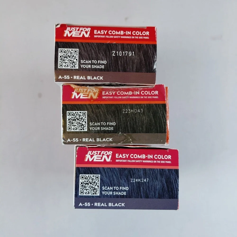 Lot Of 3 Just For Men A-55 REAL BLACK Comb In Hair Color Dye